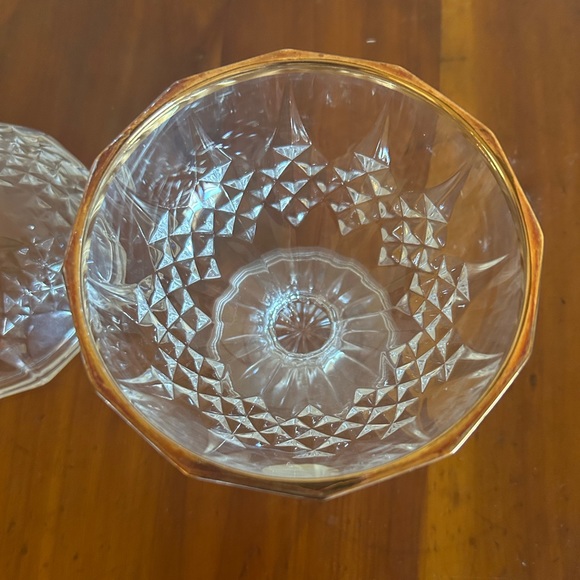 🎅🏻GORGEOUS VINTAGE CRISTAL D’ARQUE  LEAD CRYSTAL/GOLD PEDESTAL CANDY BOWL FRANCE - Picture 6 of 6